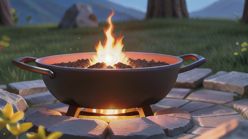 焚き火用と煮炊き用の穴